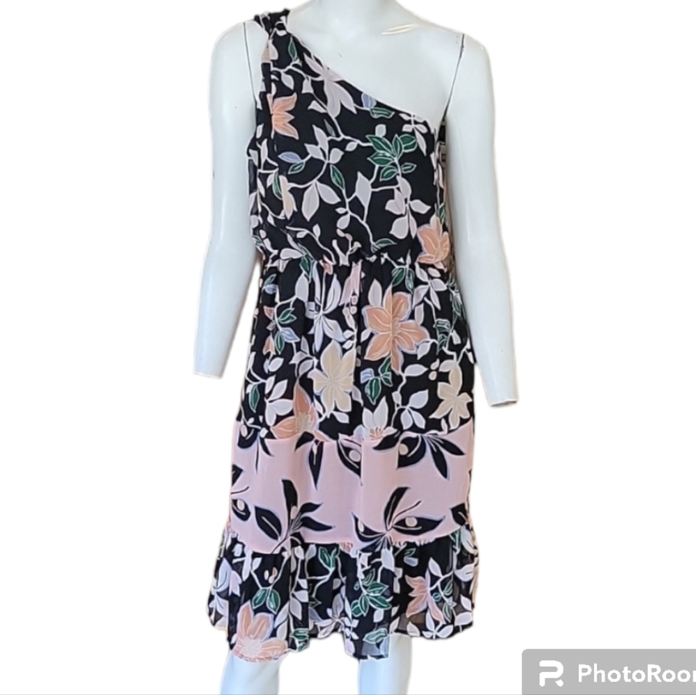 Ann Taylor Loft Wild Orchid Twisted One Shoulder Dress